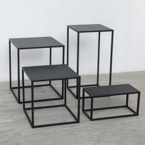 심플 사이드 테이블 철제 침대 협탁 세트, 블랙+C