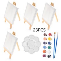 이젤미니 Canvases 아크릴 페인트 세트 작은 이젤 스탠드 그림 그리기 캔버스 키트 브러쉬 팔레트 아이 드