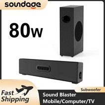 홈시어터 사운드바 스피커 Soundage-80W TV 사운드바 유선 및 무선 블루투스 5.0 스피커 홈 시어터 시스템 3D 스테레오 서브우퍼, 01 S22