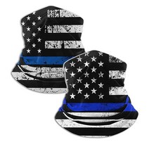 남성용 및 여성용 겨울 넥 게이터 워머 2개 부드러운 페이스 마스크 스카프 커버 헤드웨어 스키 사이클링 야외 스포츠용 얇은 파란색 선 깃발2 One Size, Thin Blue Line Flag2