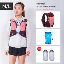 ML 크기 AONIJIE C9103S 울트라 조끼 10L 수화 배낭 팩 가방 트레일 러닝 마라톤 하이킹 연수 플라스크, ML 핑크 백 방광