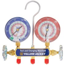 r410a 3-1/8' 색상 코드 게이지가 있는 노란색 재킷 매니폴드 42001(R-22 404A 410A)