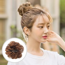 프리티레이디 풍성한 컬 볼륨 만두머리 똥머리 묶음머리 업스타일 곱창가발 올림머리 2종사이즈(프렌치사), 만두머리(S사이즈), 04.다크브라운, 1개