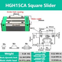 HGH15CA 고정밀 CNC 액세서리 국내 선형 가이드 슬라이더 슬라이드 레일 사각 DIY 부품용 1PC, [01] HGH15CA