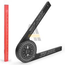 목공 스케일 마이 터 톱 각도기 360 각도 레벨 연필 목수 파인더 측정 눈금자 미터 게이지 도구, WHITE