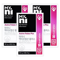 마이니 액티브엽산 플러스 비타민D 비타민B6 비타민B12 활성형엽산 메틸테트라히드로엽산 건강증진, 3, 300mg/60정
