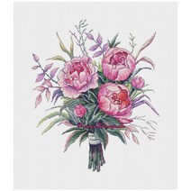 수놓기키트 루안 테일 플라워 파피 패턴 크로스 스티치 자수 세트 전자 드로잉 바느질 작업, 06 25CT white fabric, 20 분홍색