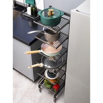 키친 틈새선반 슬림선반 이동식 프라이팬 수납함 6단, D 화이트 5단