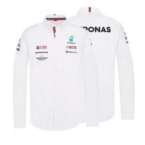 남자 셔츠 페트로나스 팀 토토 울프 긴팔 F1 공식 최신 남성 브랜드 라펠 화이트