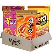 [메리박스] 농심 대용량 지퍼 스낵세트 3종 새우깡+꿀꽈배기+오징어집, 1세트