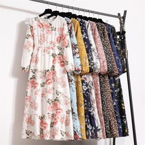 수입 고급 봄 가을 여성 맥시 원피스 캐주얼 전체 소매 꽃 프린트 O neck 여자 Bohe 비치 파티 긴 Mujer Vestido Платья Летние