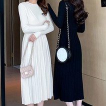 허리끈 니트 롱 원 피스 우아한 플 직장인 룩 PPx 정장 하객 오 블랙 결혼식 옷차림 면접 리츠 여자