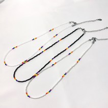 써지컬스틸 레인보우 투명 블랙 화이트 진주 목걸이