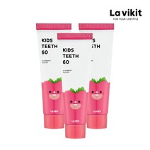 라비킷 키즈티스60 어린이용 저불소 치약 라즈베리향 60g 3개