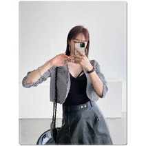 여성 볼레로 하운드 체크 크롭 자켓 2color