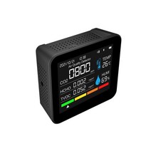 9In 1 Air Quality Detector CO2 TVOC HCHO PM2.5 Temperature Humidity APP Control Monitor, CHINA, Black, 01 Black