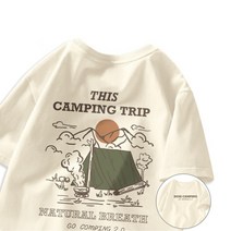 사이고니파이 빈티지 스타일 남여공용 쿨 캠핑 반팔 티셔츠