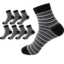 PRS 남성용 빅사이즈 큰발 스트라이프 중목양말 8켤레