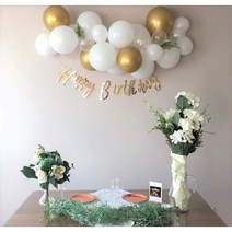 [이벤수달] 골드&화이트 풍선가랜드세트 생일가랜드 생일파티DIY 파티장식 *무료 사진인화 서비스*, 골드&화이트 생일파티 가랜드세트