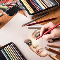 프라즈마색연필 72 48 150 낱개 애니메이션 니오니 이터널 American Sanfu prismacolor 천둥 말 흑백 전문 회화 펜 혼합 색 그림 지울 수 있는 인물 납, 밤나무 1081
