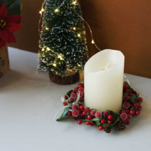 트리빌리지 크리스마스 스노우 레드열매 리스 겸 캔들링 데코소품, 밝은레드열매