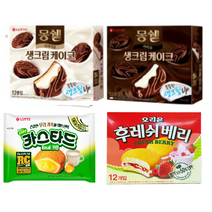 [진쓰몰과자세트]몽쉘통통케이크384g+몽쉘통통카카오384g+후레쉬베리딸기336g+카스타드230g, 1세트