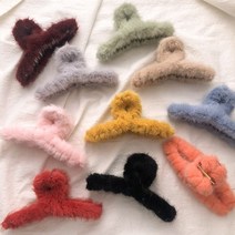 퍼 헤어 집게핀 겨울 헤어악세사리 머리핀