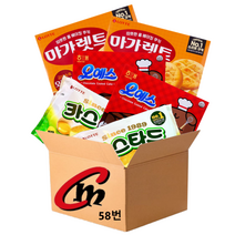 cm전용 박스 58번 대용량 파이 3종 모음 합6개 (롯데카스타드2개+마가렛트2개+오예스2개), 1세트