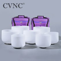 싱잉볼 CVNC Chakra 7 개 세트 8 -14노트 CDEFGAB 프로스트 쿼츠 크리스탈 노래 그릇, 440Hz, 협력사