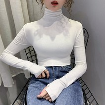 긴팔 슬림핏 기모 하이넥 폴라 티