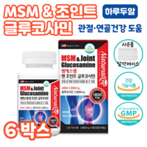 MSM 엠에스엠 조인트 글루코사민 캡슐 무릎 관절 연골 건강 도움 초록 홍합 상어 연골 홈쇼핑 영양제 성분 프리미엄 가격 플러스 맥스 효능 비교 40대 직장인 손목 등산 헬스, 6박스, 1800mg x 60정 (1개월분)