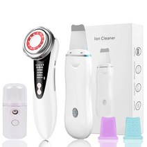 뷰티디바이스LED Face Light Therapy Lifting Device Ultrasonic Skin Scrubber Electric Facial Massager, 03 Type 2 White