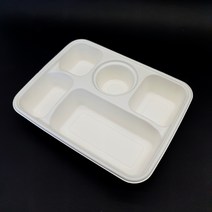 지이팩 - NEW 친환경 5칸 종이도시락 식판 어린이집 유치원 종이 급식판 (뚜껑없음) 50개