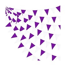 32Ft 그린 앤 화이트 배너 파티 장식 삼각 깃발 패브릭 면 페넌트 번팅 화환 크리스마스, Purple