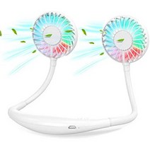 일본직발송 2. 최신판 Apsung 목걸이 선풍기 휴대용선풍기 탁상겸용 넥선 USB충전LED라이트 360° 회전선풍, One Size, 화이트