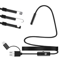 방수 내시경 3 in 1 c타입 마이크로 USB 6 LED 검사 카메라 유연한 와이어 자동 산업용, 01 Black_04 2M