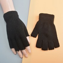 디엠몰 1+1 손가락만 보이는 남녀공용 심플 블랙 반장갑 손장갑 손가락장갑 패션장갑 털장갑