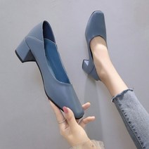 여자 사각코 미들굽 펌프스