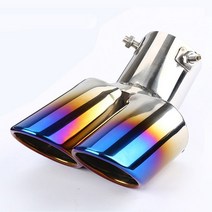 소리박 가변 가상 배기 유니버설 62mm 곡선 더블 콘센트 자동차 트림 머플러 파이프 테일 스테인레스 스틸 인터페이스 자동차 장식 크롬 테일 파이프, 구운 블루