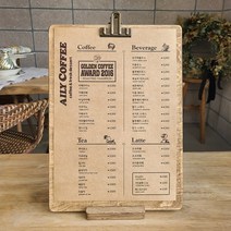 클립보드 메뉴판 우드 카페메뉴판, A4 (클립+거치대 포함)