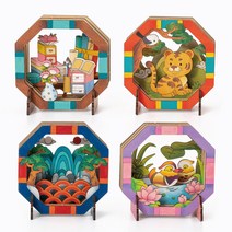 우드 시어터 만들기 세트 민화 전통 나무 무드등 공예 취미 입체 장식 꾸미기 학교 방과후 돌봄, 우드시어터(일월오봉도)+스티커제공