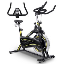 OneTwoFit 마그네틱 스핀바이크 무소음 스피닝자전거 헬스사이클 실내자전거 16KG 플라이휠, 블랙&옐로우