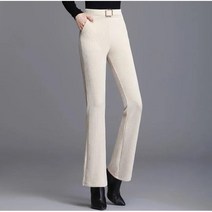 Momolatti 여성용 바지 슬림핏 목이 긴 기모 부츠컷 팬츠