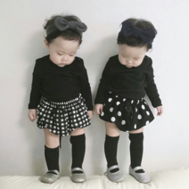 봄 베이비 체크 도트 블루머 돌전 돌후 신생아 둥이룩
