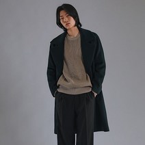 애드호크 남성 하이넥 와이드 라펠 코트 DK-GREEN
