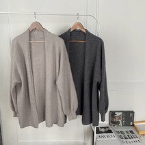 [비비애르] 박시한 숄카라 캐시 로브 가디건 부드러운 데일리니트