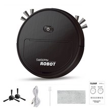 로봇 청소기 무선 물 걸레 Xiaomi 새로운 3-in-1 스마트 진공 가정용 다기능 슈퍼 조용한 진공 청소 mopping 가습, 검은색