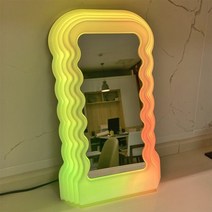 전신거울 북유럽 메이크업 거울 led 빛 불규칙한 미적 방 스마트 거울 침실 장식 espejo cuerpo entero 홈 장식, 컬러 53x28cm 앱