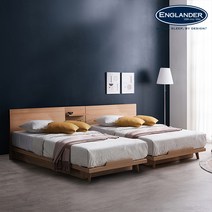잉글랜더 마네 호텔 트윈 침대+협탁1EA(Sweet Slumber 포켓 매트-SS+SS), 매트포함(SS+SS)+협탁, 오크+매트(라이트그레이)