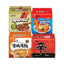 [KT알파쇼핑]농심 짜파게티 x 5봉 + 신라면x 5봉 + 안성탕면x 5봉 +찰비빔면x 4봉, 단일상품_수량_상세페이지참조